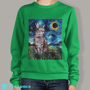 Cat Starry Night Moon and Stars Sweatshirt 1