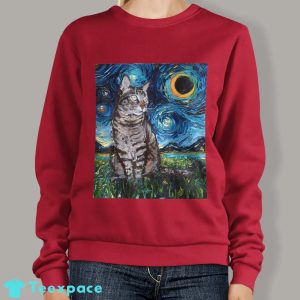 Cat Starry Night Moon and Stars Sweatshirt