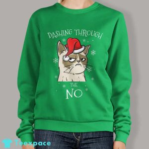 Funny Dashing Through No Grumpy Cat Christmas Sweater