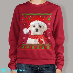 Maltese Dog Ugly Sweater Christmas Puppy Dog Lover