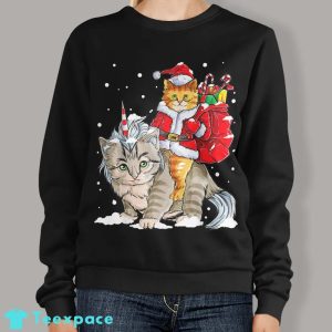 Meowy Christmas Sweater Cat Santa Shirt