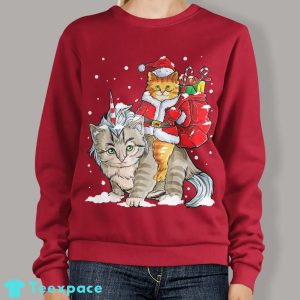 Meowy Christmas Sweater Cat Santa Shirt