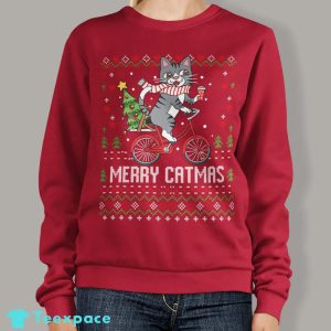 Merry Catmas Cat Lover Christmas Lights Ugly Xmas Sweater