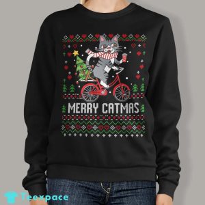 Merry Catmas Cat Lover Christmas Lights Ugly Xmas Sweater 3