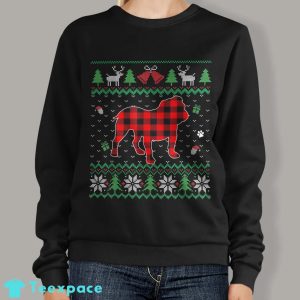 Red Plaid English Bulldog Dog Ugly Christmas Sweater