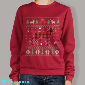 Red Plaid German Shepherd Dog Ugly Christmas Sweater