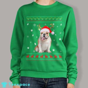 English Bulldog Santa Reindeer Ugly Christmas Sweater