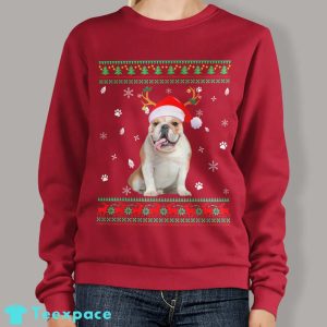 English Bulldog Santa Reindeer Ugly Christmas Sweater