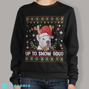 White Boxer Dog Reindeer Ugly Sweater Christmas Gift