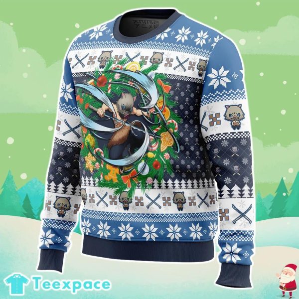 Demon Slayer Hashibira Inosuke Ugly Christmas Sweater