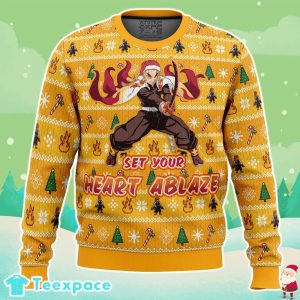 Rengoku Heart Ablaze Christmas Sweater