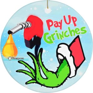 Funny the Grinch hand with ornament