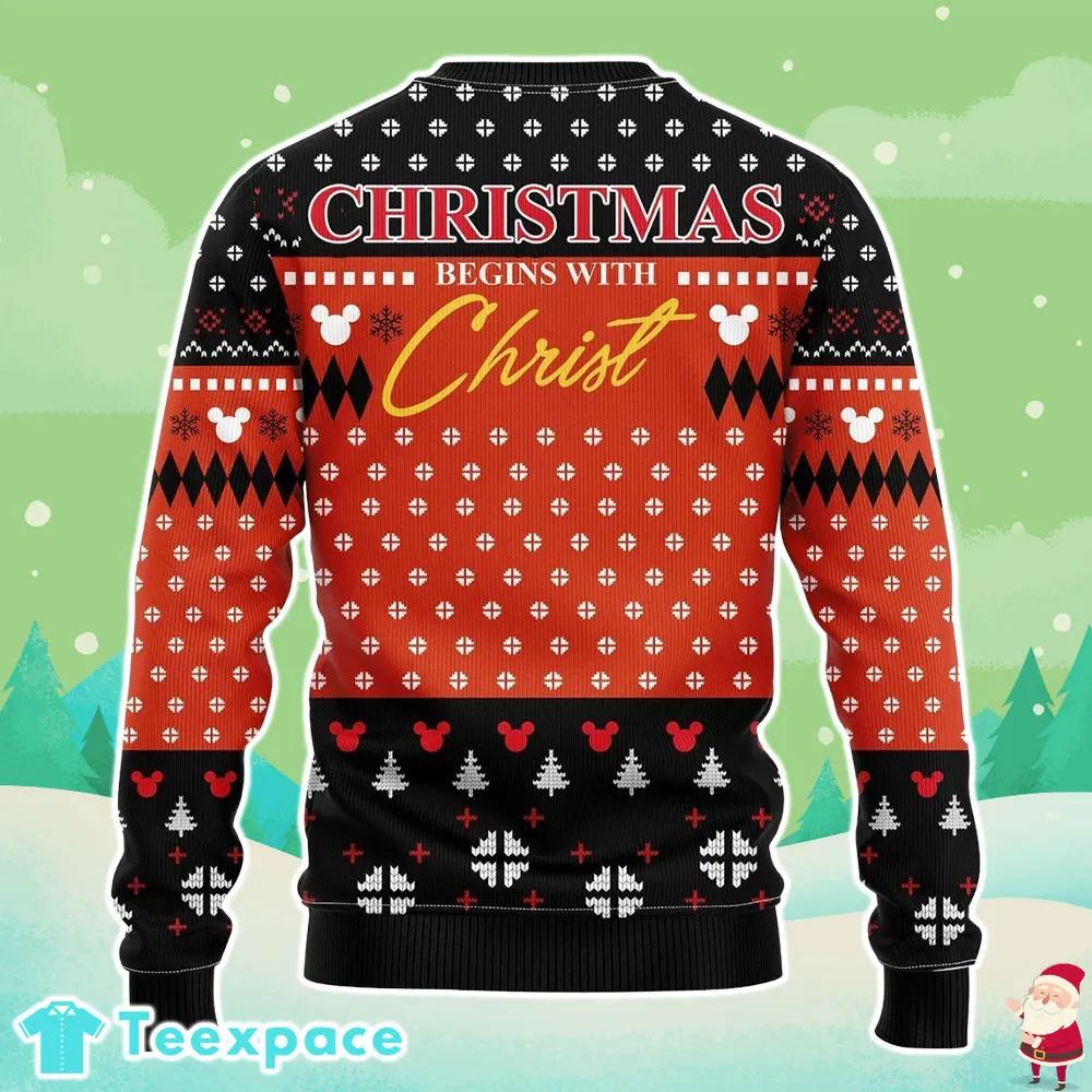 Mickey Christmas Begins With Christ Ugly Sweater 1