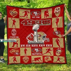 5 Super Bowls SF 49ers Blanket 49ers Gift 6
