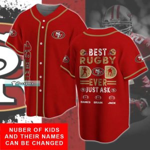 Best Rugby Ever SF 49ers Custom Name Baseball Jersey
