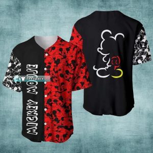 Black And Red Mickey Baseball Jersey Mickey Mouse Gift