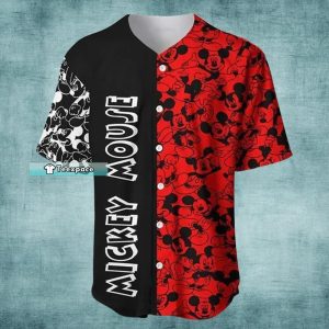 Black And Red Mickey Baseball Jersey Mickey Mouse Gift 2