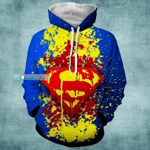 Blue And Yellow Superman Logo Hoodie Superman Gift