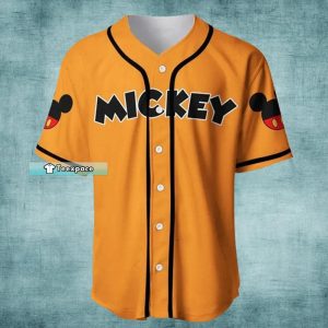 Custom Name Mickey Mouse Orange Baseball Jersey Baseball Gift 0