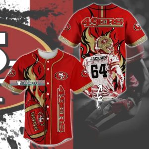 Custom Name Number Fire Red 49ers Baseball Jersey 49ers Gift