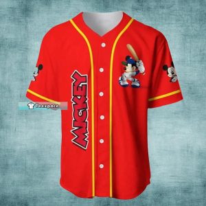Custom Name Number Mickey Mouse Red Baseball Jersey