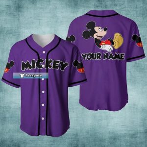 Custom Name Purple Mickey Mouse Baseball Jersey Baseball Gift