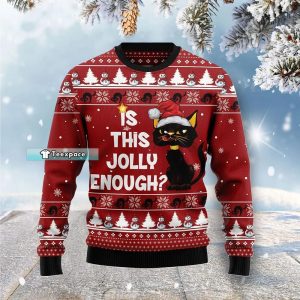 Is This Jolly Enough Black Cat Sweater Black Cat Gift