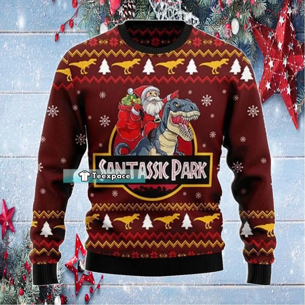 Silicon Telegraf Aflede Jurassic Park Christmas Sweater - Teexpace