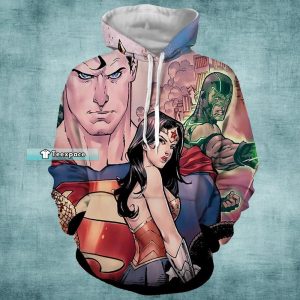Justice League Superman Wonder Woman Dope Stare 3D Hoodie
