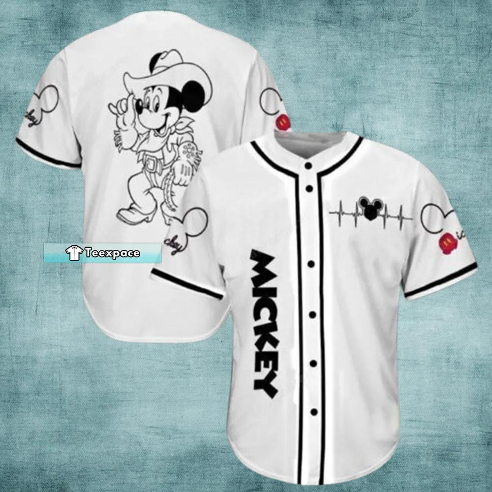 Mickey Cowboy White Baseball Jersey Gift For Baseball Lovers 1