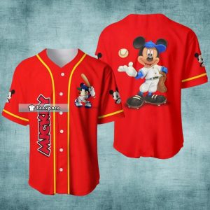Mickey Mouse Red Baseball Jersey Gift For Baseball Lovers 1