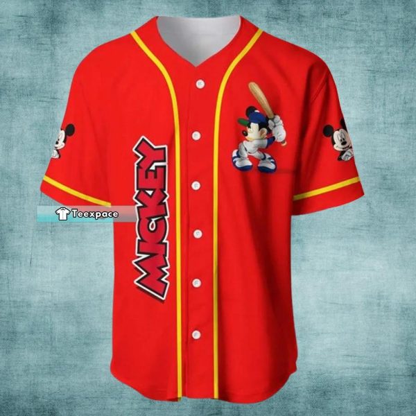 Mickey Mouse Red Baseball Jersey Gift For Baseball Lovers