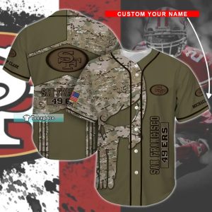 Personalized Name Army San Francisco 49ers Baseball Jersey
