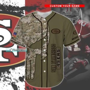 Personalized Name Army San Francisco 49ers Baseball Jersey
