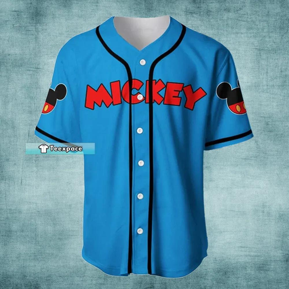 Personalized Name Mickey Mouse Blue Baseball Jersey Mickey Gift 0