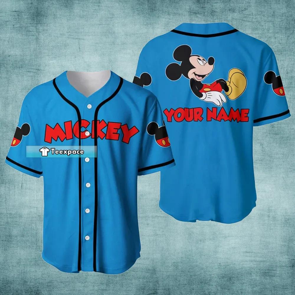 Personalized Name Mickey Mouse Blue Baseball Jersey Mickey Gift