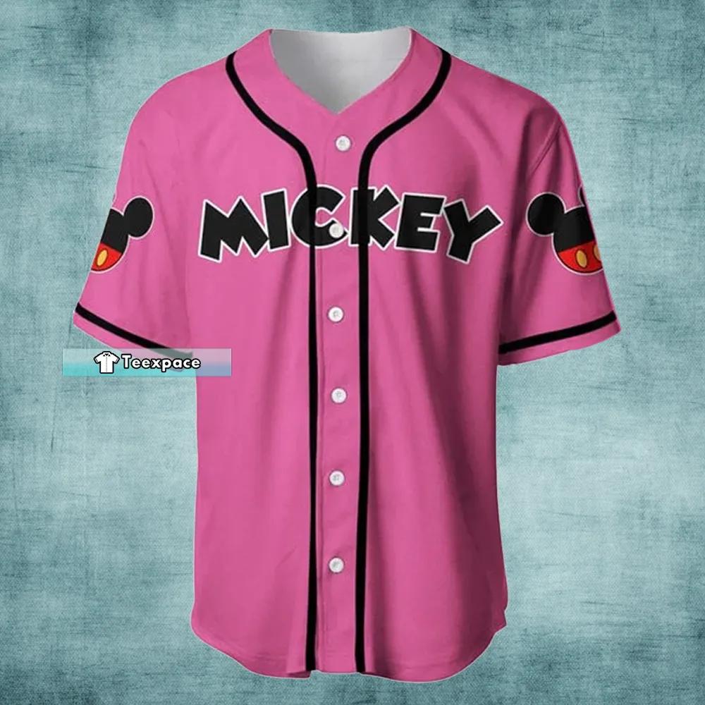 Personalized Name Mickey Mouse Pink Baseball Jersey 0