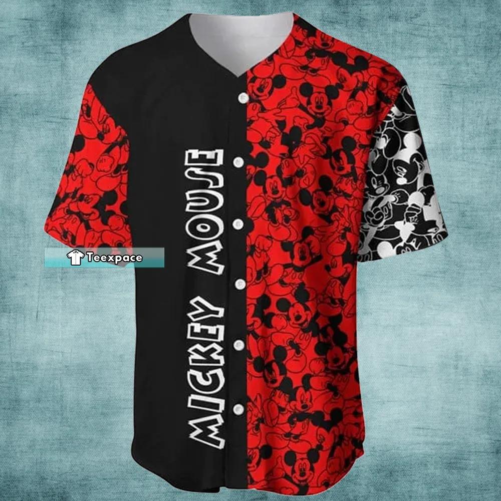 Personalized Name Number Black And Red Mickey Mouse Baseball Jersey 0