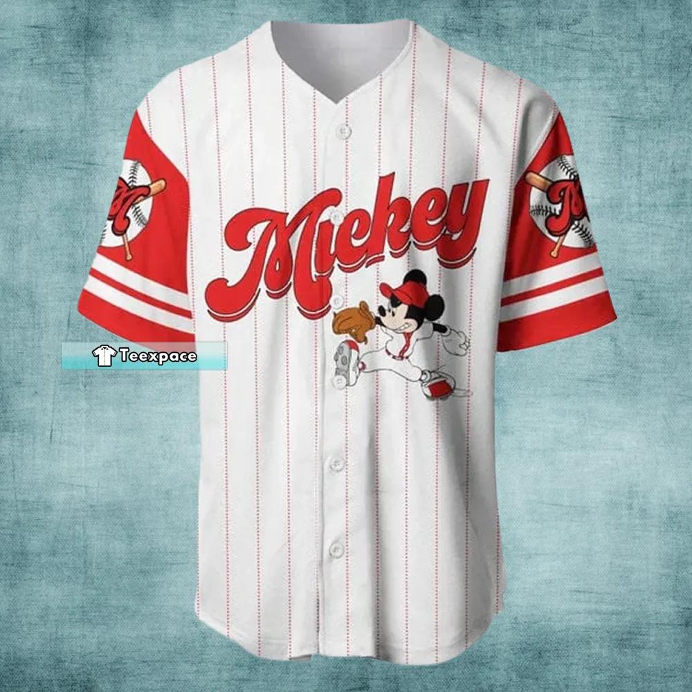 Personalized Name Number Mickey Mouse Pinstripe Baseball Jersey 0