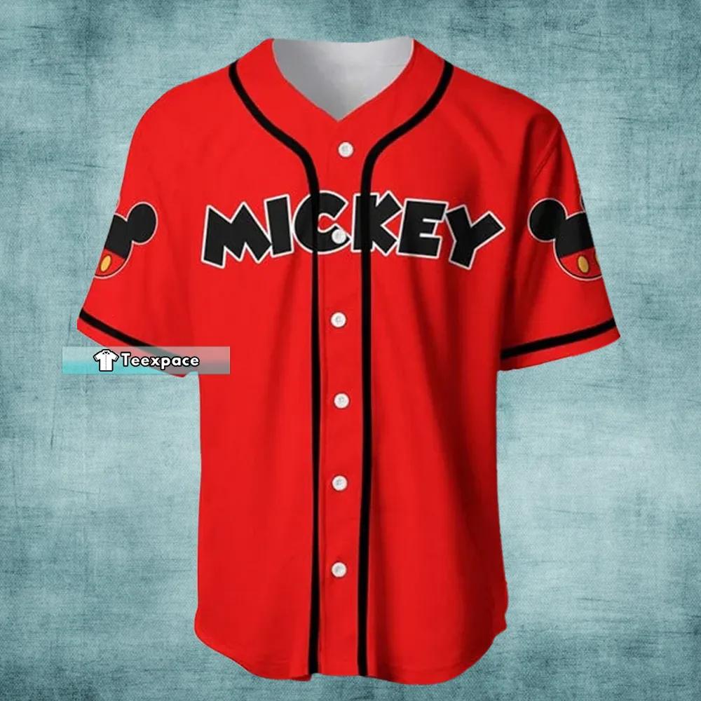 Personalized Name Red Mickey Mouse Baseball Jersey Baseball Gift 0