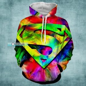 Superman Colorful Logo Hoodie Superman Gift For Her