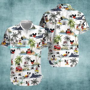 White Mens Mickey Mouse Hawaiian Shirt Mickey Mouse Gift 1