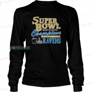 2 Time Super Bowl Champions Baltimore Ravens Long Sleeve Shirt 3