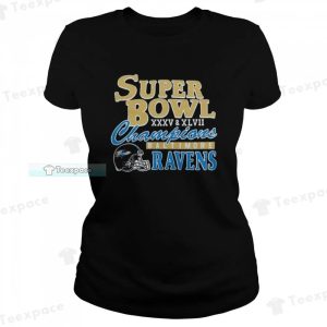 2 Time Super Bowl Champions Baltimore Ravens T Shirt Womens 2