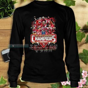 2022 NFC West Division Champions Team Football Signatures 49ers Long Sleeve Shirt 3