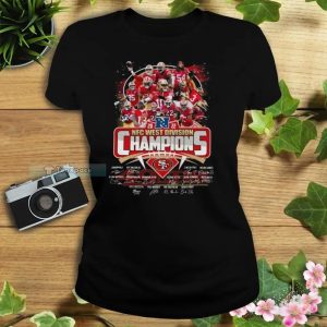 2022 NFC West Division Champions Team Football Signatures 49ers Womens T shirt 2