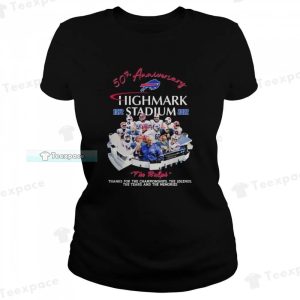 50th Anniversary Highmark Stadium 1972 2022 Bills T Shirt Womens