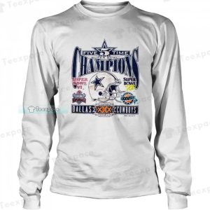 90S Five Time Super Bowl Champs Cowboys Long Sleeve Shirt 3
