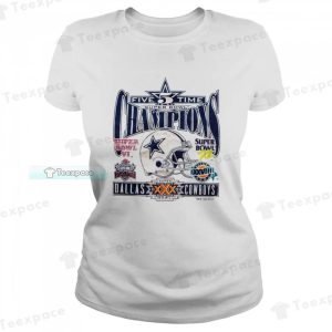 90S Five Time Super Bowl Champs Cowboys T Shirt Womens 2