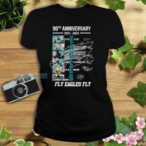 90th Anniversary 1933 2023 Fly Eagles Fly Signatures Philadelphia Eagles Womens T shirt 2